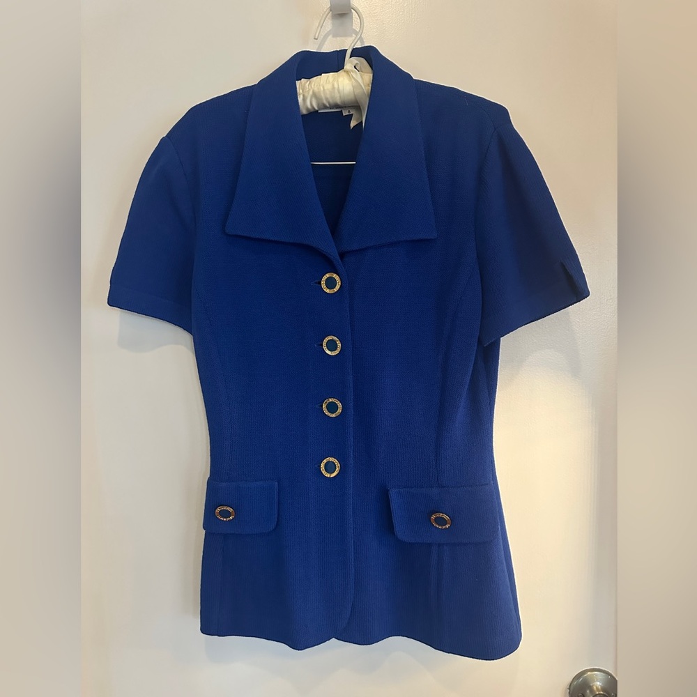 St. John Royal Blue Short Sleeve Tailored Jacket
